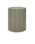 Hassa Ivory and Black Cylindrical Stool and Side Table