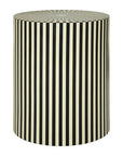 Hassa Ivory and Black Cylindrical Stool and Side Table