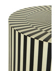 Hassa Ivory and Black Cylindrical Stool and Side Table