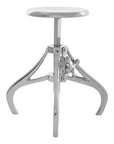 Maxi Silver Finish Adjustable Stool