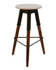 Vasco White Marble and Wood Bar Stool
