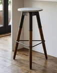 Vasco White Marble and Wood Bar Stool