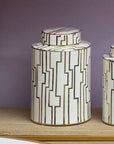 Ariana White and Gold Large Decorative Ceramic Jar