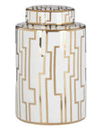 Ariana White and Gold Small Decorative Ceramic Jar