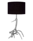 Antler Silver Metal Table Lamp with Black Fabric Shade