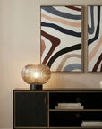 Large Ribbed Smoked Glass Table Lamp | Enola