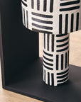 Black and White Papier Mache Table Lamp with Geometric Lines | Carta