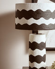 Black and White Curved Stripe Papier Mache Table Lamp | Carta