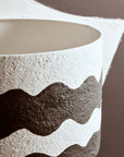 Black and White Curved Stripe Papier Mache Table Lamp | Carta