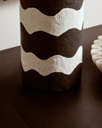 Black and White Curved Stripe Papier Mache Table Lamp | Carta