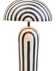 Black and White Stripe Papier Mache Table Lamp with Dome Shade | Carta