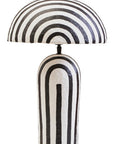 Black and White Stripe Papier Mache Table Lamp with Dome Shade | Carta