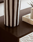 Black and White Stripe Papier Mache Table Lamp with Dome Shade | Carta