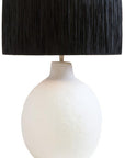 White Papier Mache Table Lamp with Black Raffia Shade | Carta