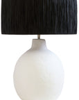 White Papier Mache Table Lamp with Black Raffia Shade | Carta