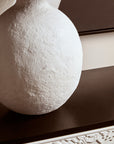 White Papier Mache Table Lamp with Black Raffia Shade | Carta