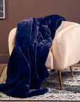 Bosie Navy Blue Faux Fur Throw | Lamina