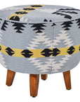 Cefena Kilim Style Footstool With Mango Wood Legs