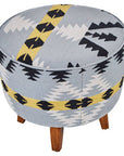 Cefena Kilim Style Footstool With Mango Wood Legs