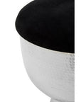 Jaipur Black Velvet Stool with Silver Finish Base