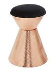 Jaipur Black Velvet Stool with Copper Finish Base