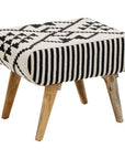 Cefena Black and White Berber Style Footstool