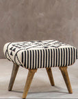 Cefena Black and White Berber Style Footstool