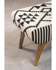 Cefena Black and White Berber Style Footstool