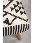 Cefena Black and White Berber Style Footstool