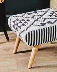 Cefena Black and White Berber Style Footstool