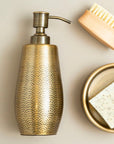 Allegra Gold Aluminium Soap Dispenser with Etched Detail