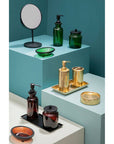 Allegra Green Glass Soap Dispenser with Black Pump 300ml