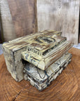 Rustic Church Candle Holder / Indian Pillar Base / Farmhouse Decor Cream