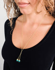 Acorn Gemstone Drop Necklace Aqua Chalcedony