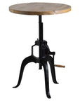 Adjustable industrial bistro table with weathered wood top and black metal frame, perfect for dining or workspaces. by Sostter at brixbailey.com