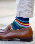 Royal Blue Multi Stripe Bamboo Socks