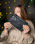 Black Leather Wristlet Wallet
