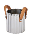 Silver Fluted Champagne Cooler with Leather Handle