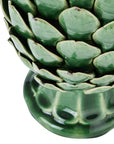 Handcrafted ceramic artichoke ornament in Mediterranean green with antique finish, lifelike sculpted layers. by Sostter at brixbailey.com
