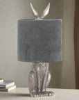 Silver Hare Table Lamp with Grey Velvet Shade