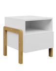 White and Oak Bedside Table