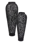 Elegant Black Cast Lattice Floor Vase | Large Statement Piece