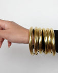 Bold Boho Brass Bangle – Classic Wide Bangle in Smooth Golden Brass