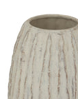 Large White Ceramic Ribbed Vase