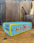 Blue Wooden Painted Brick Mould / Decorative Herb Planter / Storage Box Tray A