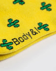 Cactus yellow patterns short ankle socks, luxury cozy plant-themed socks with green succulent leaves, best-selling autumn style by Body and I at brixbailey.com