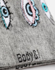 Blue and grey eye socks, colorful stretchy cotton socks, premium pack of 4, stylish and soft, best-selling foot candy by Body and I at brixbailey.com