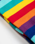Luxury knee-length rainbow stripe socks, soft premium cotton blend, vibrant trendy colors, best-selling fun design by Body and I at brixbailey.com