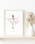 Hand-Painted Ballerina Illustration Print – Dance-Inspired Art for Nursery, Bedroom, or Playroom (Unframed or Framed Options)