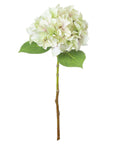 Lifelike artificial hydrangea stem in soft green, 50cm tall with realistic plastic petals and leaves for home decor by RoomLondon at brixbailey.com